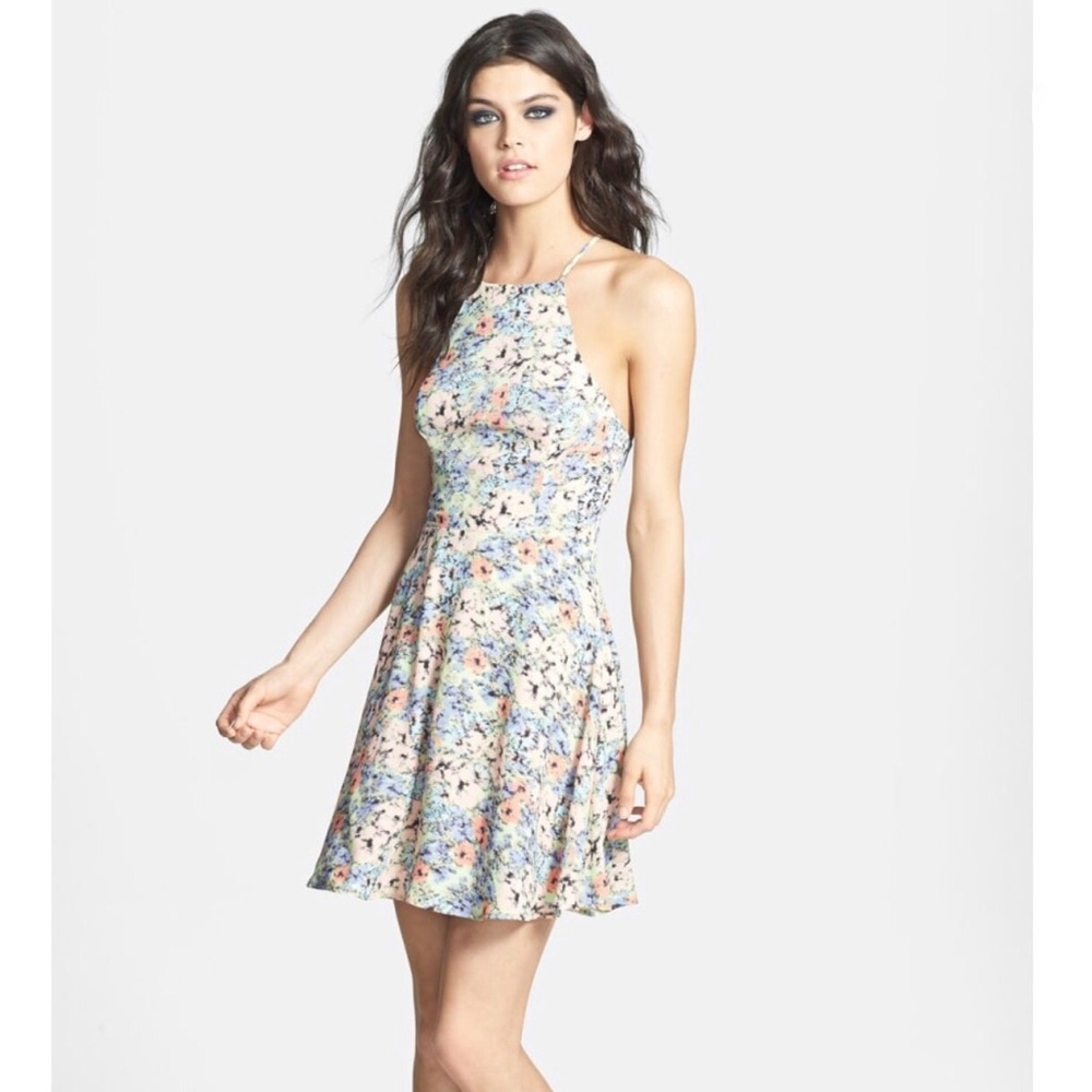 ASTR Pastel Open Back Floral Dress - Size M